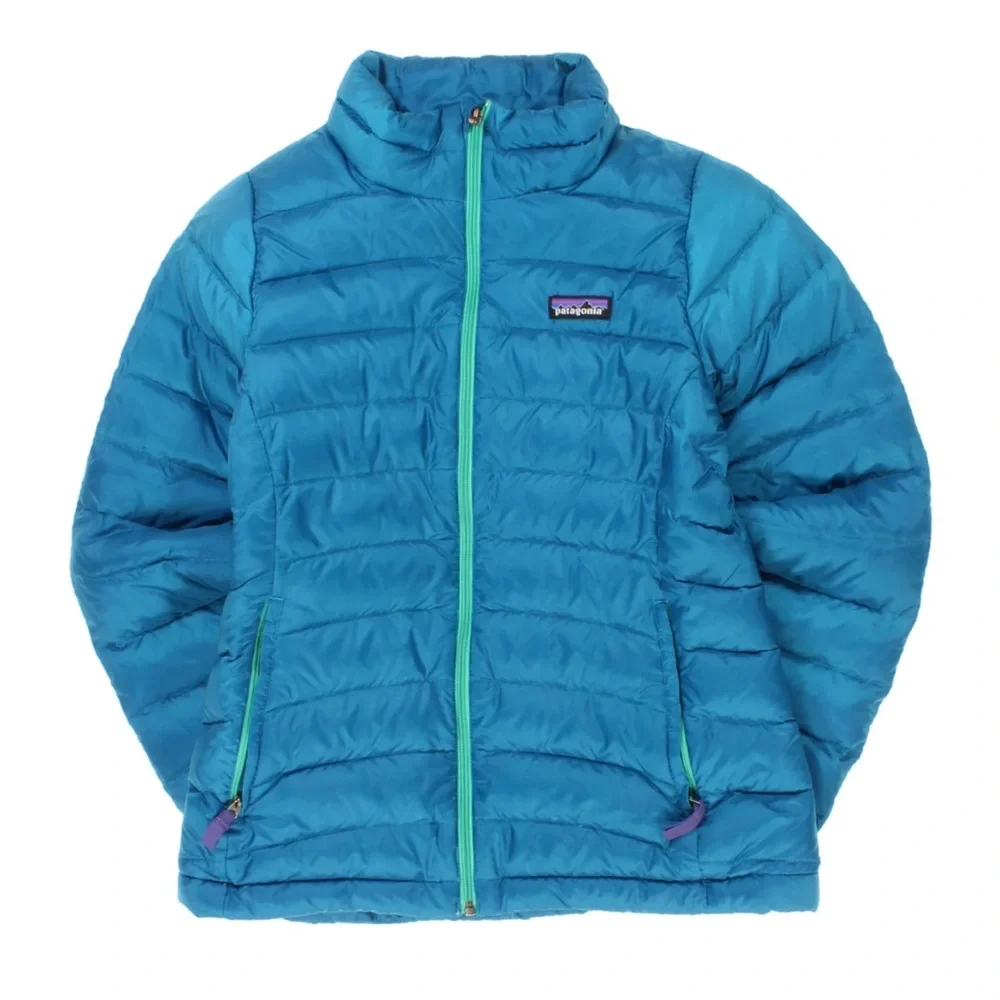 Patagonia Girls (Size 12) Down Jacket/Coat, Underwater Blue/Aqua Green - Picture 1 of 16